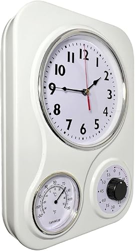 Miniatura 3 de Lily's Home Reloj de cocina retro con temperatura y temporizador (blanco)