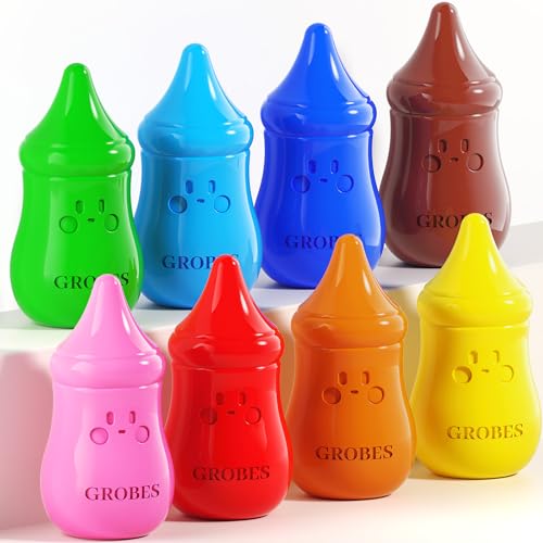 YSNYSN 8 Colors Baby Crayons for Toddlers 1-3 Non-Toxic Washable Jumbo Silky Crayons for Kids Ages 4-8 Easy Grip Engaging and Educational Art Supplies and Gift for Babies