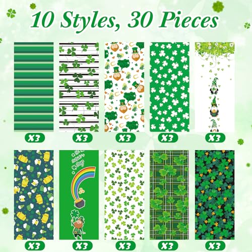 Supervitae 30 Pcs St Patrick's Day Ballpoint Pens Green Shamrock Lucky Clover 1.00 mm Black Ink Smooth Writing Pens for Women Aesthetic Office Supplies St Patricks Day Gifts Party Favors - Image 3