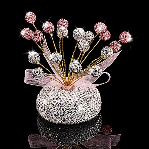 XIMINZ Rhinestone Clay Beads Car Dashboard Decoration Shiny Diamond Polymer Clay Car Ornaments Auto Interior Display Decoration, Pink