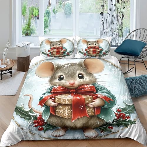 Housse de couette gnomes de Noël avec fermeture éclair pour changer de lit facilement