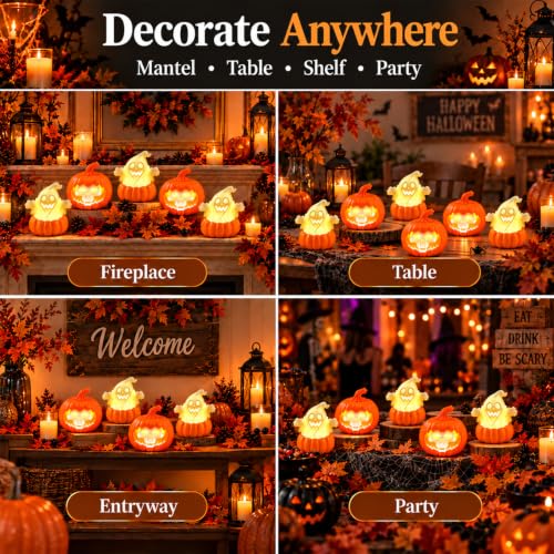 6 Pack Halloween LED Flameless Candles with Ghost Pumpkin Skull Design - image 7