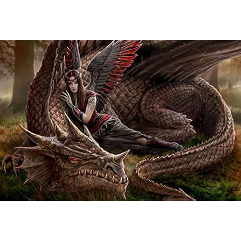 Mini Jigsaw Puzzles 1000 Pieces for Adults Female Demon And Dragon Cardboard Puzzle Brain Exercise Challenge Game Entertainment Gifts Kids Teenagers Family Activity 38 * 26 cm Cover