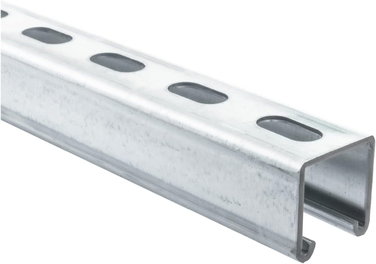 Genuine P1000T 1-5/8" 12 Gauge Metal Strut Channel, Slotted Back, Pre-Galvanized Zinc 5 Foot Length