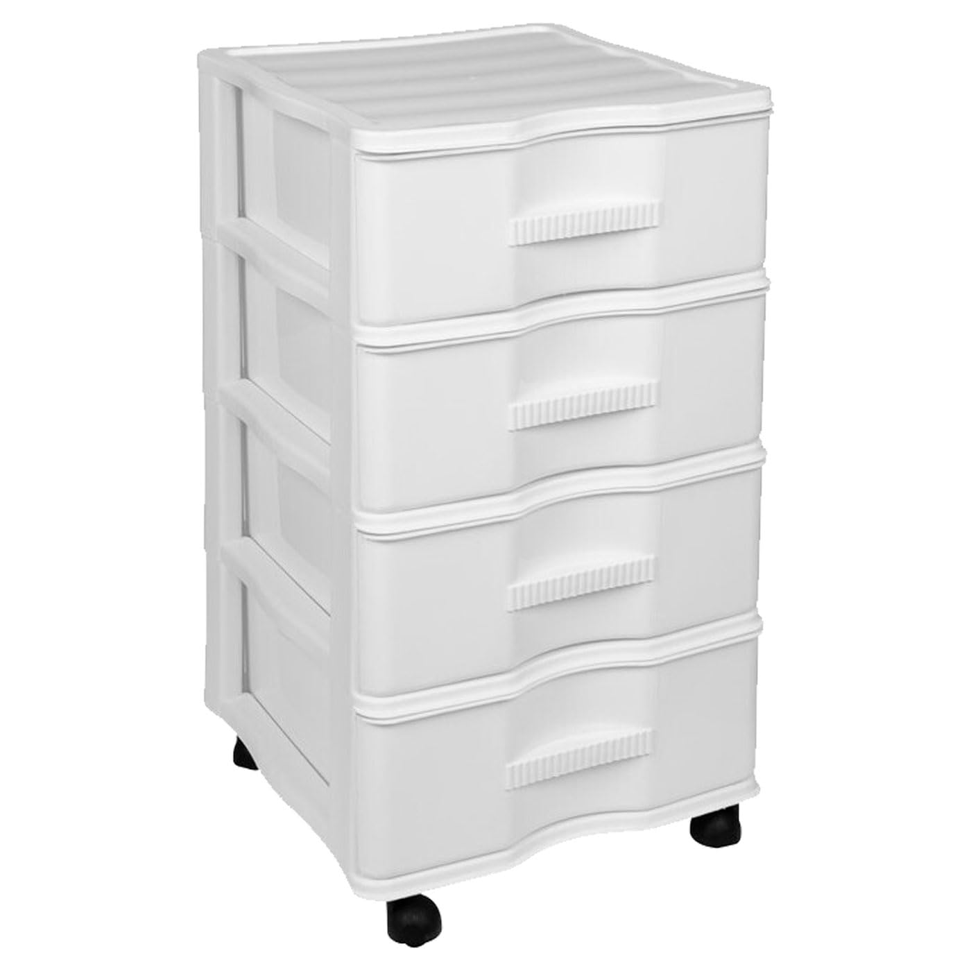 Acan Tradineur - Cassettiera Wagon 4 Cassetti - Torre Multiuso per Ufficio, Casa, Scuola, ecc - 67,5 x 37 x 38 cm - Bianco