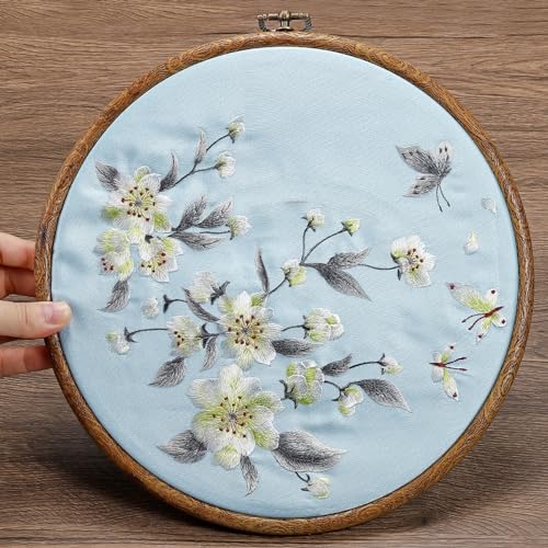 Image of YOKIVE 5 Pcs Embroidery Hoops Frame, 20cm Round Cross Stitch Hoop Ring Imitated Wood Circle Fast Great for DIY Embroidery Art Craft Sewing and Hanging