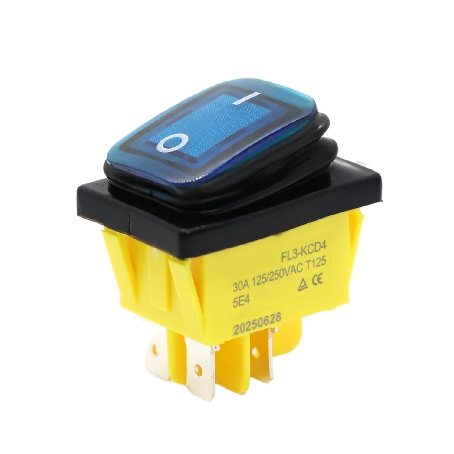 30A 12V 24V 110V 220VLED Rocker Switch IP65 ON Off Heavy Duty 4 Pin DPST Sealed Auto Boat Marine Toggle 30x22 1Pcs(Red-Single-Single,110V-220V)