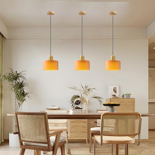Lámpara de techo de vidrio naranja para iluminar mesas de comedor y dormitorios 5