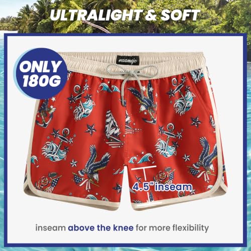 Image of maamgic Mens Boys Short 80s 90s Vintage Swim Trunks with Mesh Lining Quick Dry Swim Suits Board Shorts