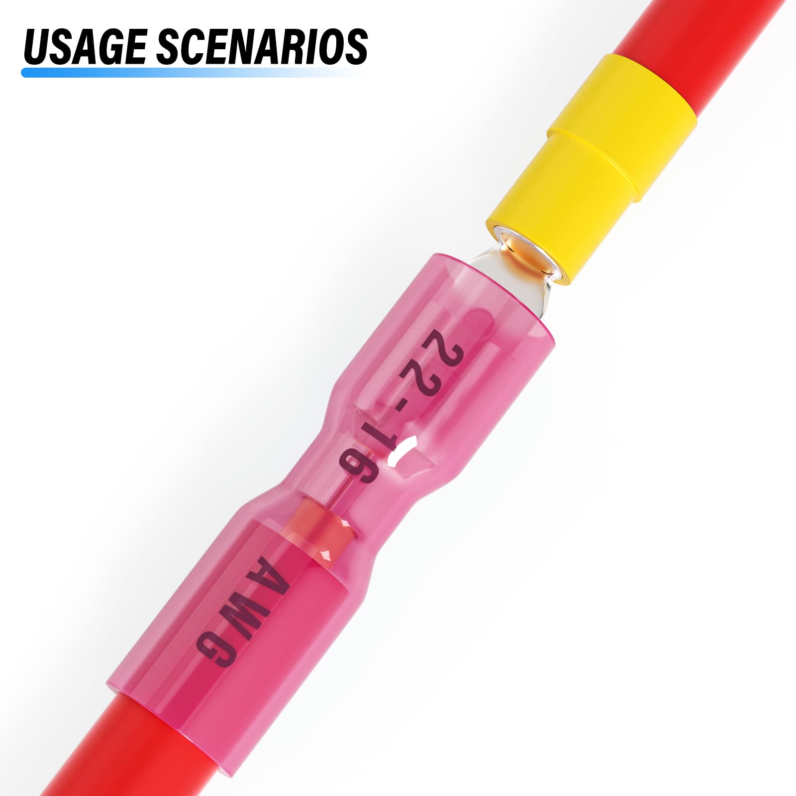 Tailonz Lot de 160 connecteurs thermorétractables Rouge 22-16 AWG | Bornes à sertir électriques isolées étanches pour câblage automobile et maritime