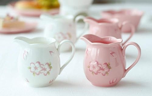 Miniatura 14 de Mathew Sakura - Juego de crema de cerámica y azucarero, juego de café para servir jarra de crema Rosado