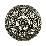 Bezelry 8 Pieces Metal Lacework Filigree Antique Brass Metal Shank Buttons. 30mm (Antique Brass)