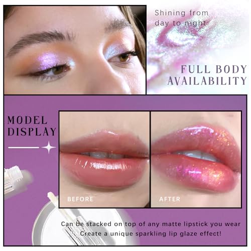 NewBang Glitter Chameleon Liquid Lipsticks, Diamond Shimmer Glow Metallic Lip Gloss, Long Lasting Waterproof Shiny Glimmer Sparkly Lipstick for Women Girls Face Eye Glow Christmas Party Makeup Gift 6# - Image 5