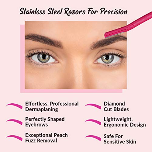 Womens Eyebrow Razor Dermaplaning - Razors 9Pcs Vertex Brow Shaping Women Facial Hair Exfoliating Razors Feminine Precision Tool Face Peach Fuzz Removal Trimmer Remove Side Burns Womens Sensitive Skin #TOP3