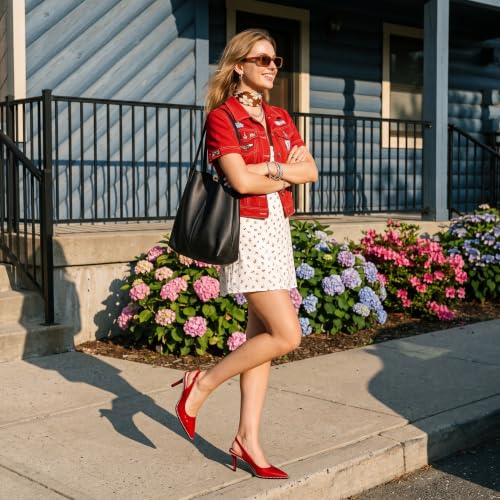 Image of YODEKS Slingback Heels for Women Pointy Toe Beaded Heels Close Toe Kitten Heel Pumps 2.5 Inch Stiletto Pumps Wedding Party Dressy Shoes
