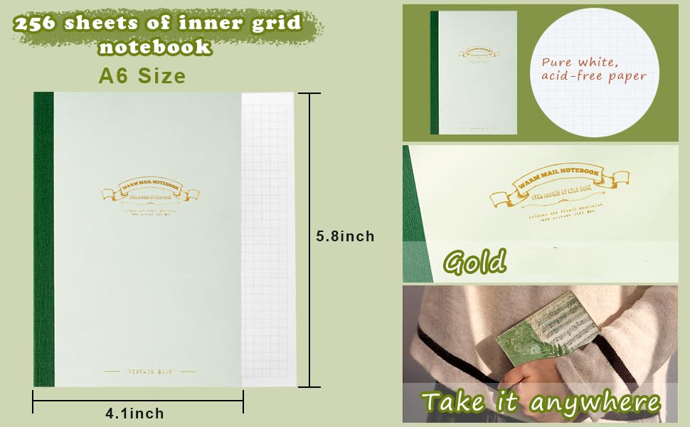 LBOYLOVE Scrap Book Cute Stationery Set for Kids 123 Items/ 270 Pcs, A6 Journal Notebook, DIY Journaling Kit, Birthday Art Craft Supplies Aesthetic Gift for Girl Child Teenage Women, Green plants