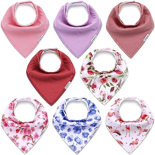 Image of KiddyCare Baby Bibs for Drooling and Teething Baby Girls/boys | Bandana Bibs for Eating, Washable Bibs for Newborn Babies | Organic Cotton Bibs for Infants, Feeding Bibs Waterproof 8|Pack