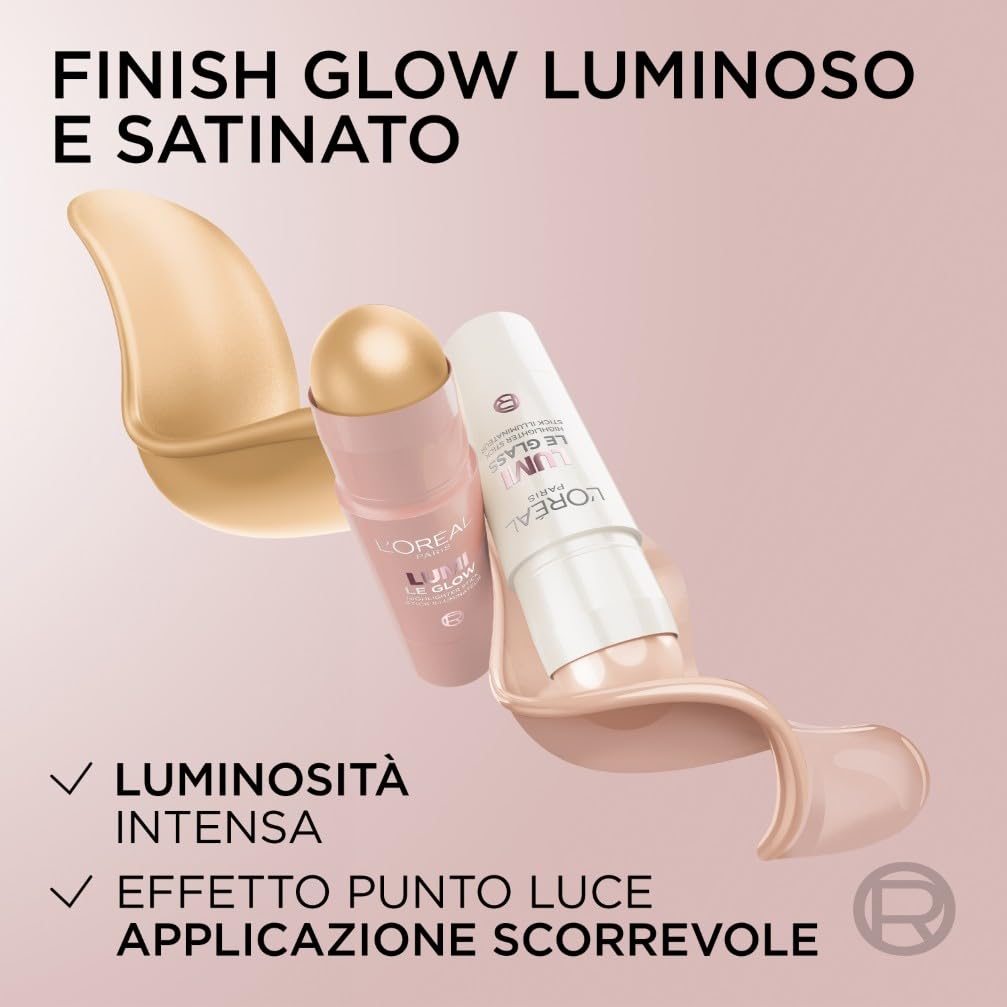 L'Oréal Paris Stick Illuminante Multi-Uso, Per Viso e Corpo, Pelle Luminosa e Radiosa, Effetto Glow Intenso e Istantaneo, Finish che Riflette la Luce, Lumi Glass, Tonalità: 610 Pearl Eclat, 5 gr