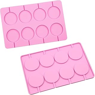 2 Pcs Silicone Lollipop Molds, Cylinder Silicone Mold, Round Cylinder Mold, Round Chocolate Mould, Pink Round Candy Mold, Round Silicone Mold, for Lollipop, Sucker, Hard Candy, Chocolate, Cake Pop