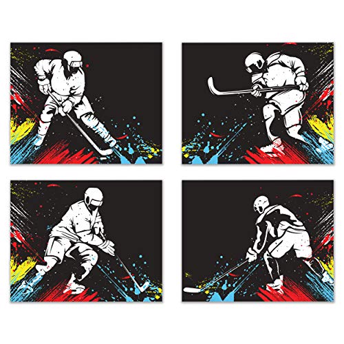 Hockey Wall Art Prints - Set Of 4 (8X10) Unframed Hockey Posters - Hockey Room Decor For Men Kids Teenagers - Hockey Poster Set For Bedroom Man Cave - Hockey Wall Decor - Hockey Boys Bedroom Decor - Girls Dorm Room #TOP13
