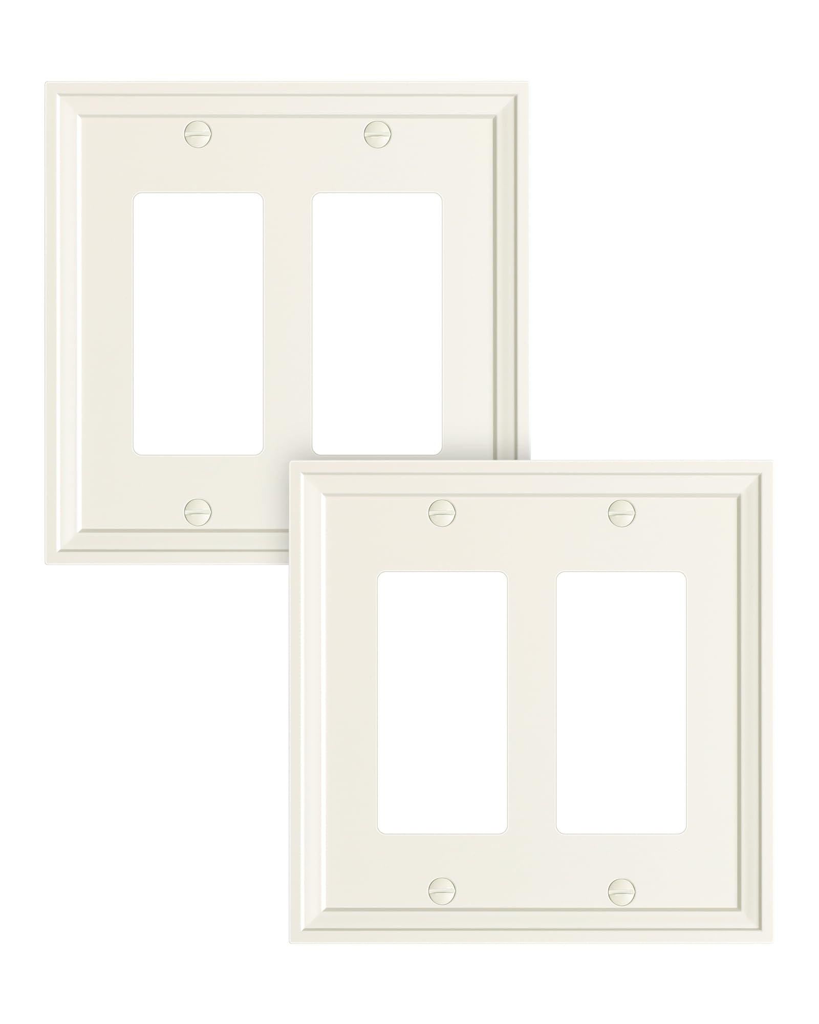 TREEWELL 2-Pack Double Decorator Outlet Cover Plate, Light Almond Modern Decorative Switch Plates and Outlet Covers, Natural Bamboo Fiber Wall Plates