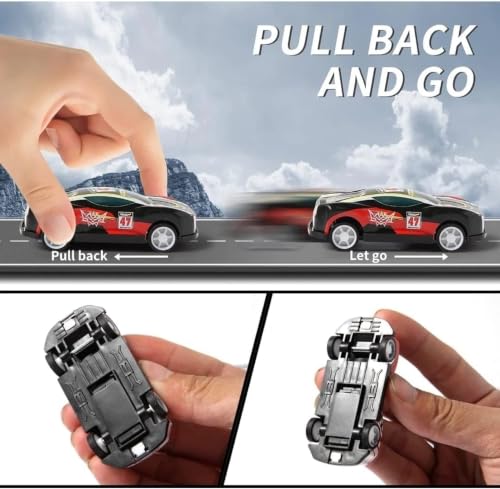 Image of Small Pull Back Toy Cars | Pull Back Mechanism, Ages 2 and Above, Assorted Colours, Police & Race Cars, Indoor Play