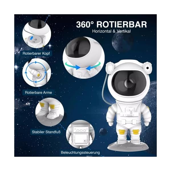 SWIFTVEIN LED-Sternenhimmel Projektor Astronaut, Galaxy Light mit Fernbedienung und Timer, Sternenprojektor Kinder und… – Bild 4