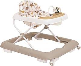 Olmitos - Baby Walker with Activity Tray – First Steps Sensory Stimulation and Motor Development – Foldable and Adjustable Activity Center – Safe with Stopper System (Brown Dino)