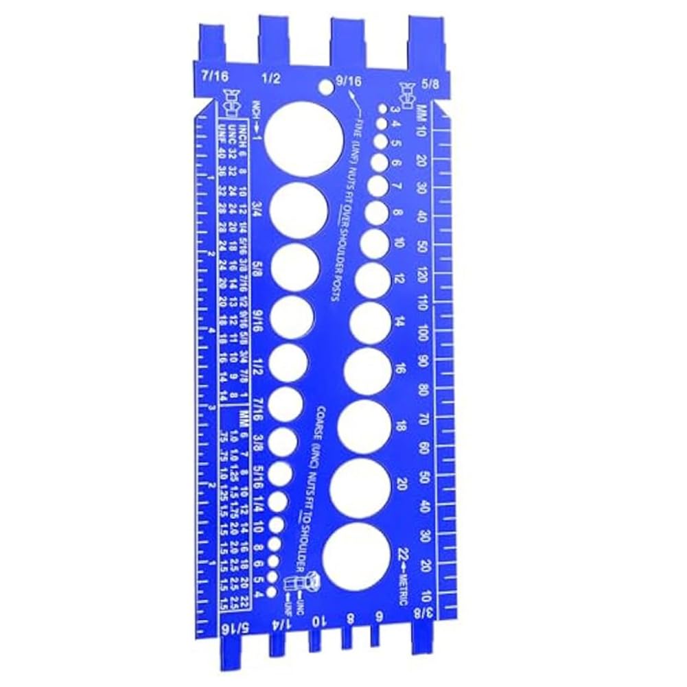 Transail Nut Bolt Thread Gauge Checker Bolt Size and Thread Gauge Bolt and Nut Identifier Bolt Nut Thread Measure Gauge 1 PCS