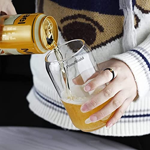 Image of WRINGO Beer Cans Set of 2, 400ML Glass Can, Large Big Heavy Cans for Freezer, Multipurpose Mugs, Dishwasher & Microwave Safe (BR-01)