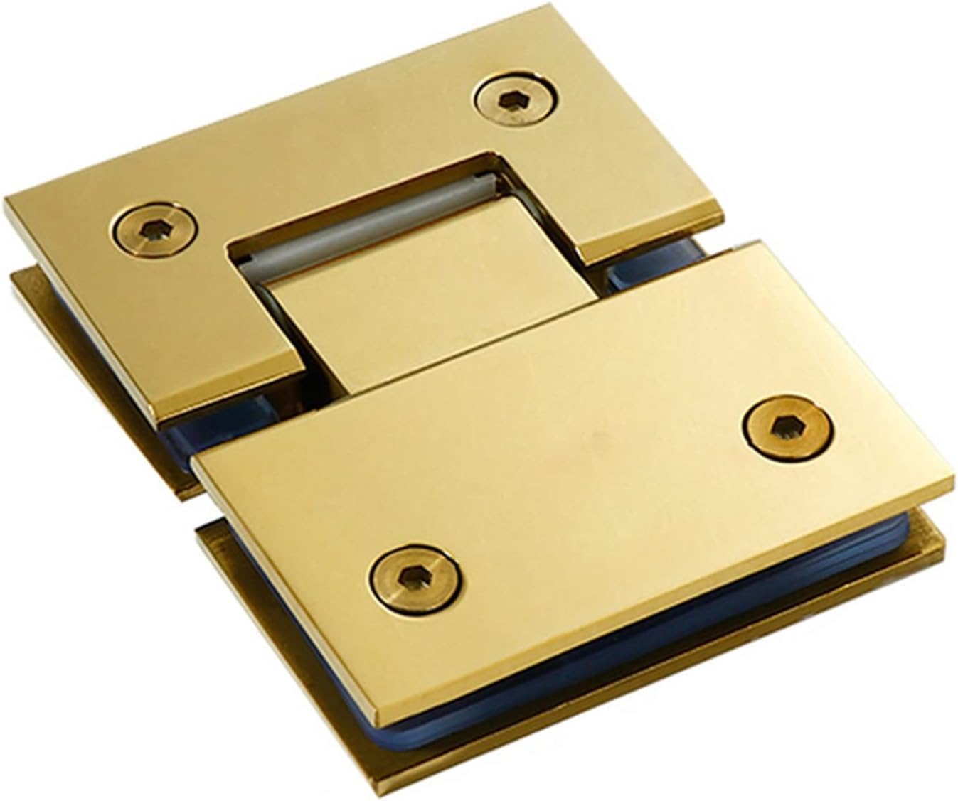 Glass Door Hinges, Brushed Gold Color Shower Room Glass Door Clip/clamp, Hinge, Double 90 Degrees Hardware(180 Degree)