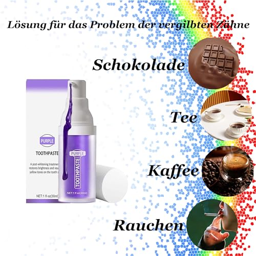 Lila Zahnpasta Weisse Zähne,Purple Teeth Whitening Toothpaste,Lila Whitening Zahn für Zahnfleckenentfernung und Farbkorrektur