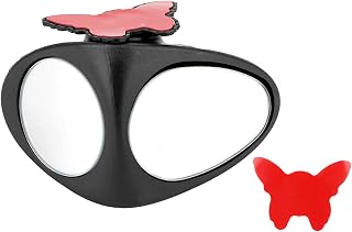 Car Right Rearview Auxiliary Mirror Adjustable Blind Spot Mirror 360 Degree Two Way Small Round Mirror for Right Vehicle Rear View ABS Plastic Black 7.5x5.5x6cm