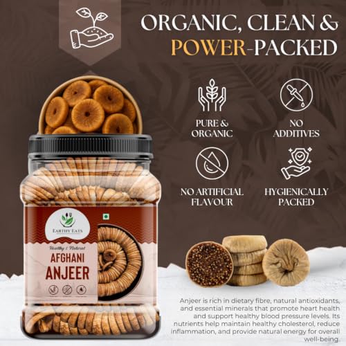 Image of Earthy Eats Premium Afghani Anjeer | Soft Juicy Dried Figs Dry Fruit | No Added Sugar, Rich Source Of Fiber | Low in Fat Healthy Snack Jar Pack Of 1 | Perfect for Gifting (1 KG)