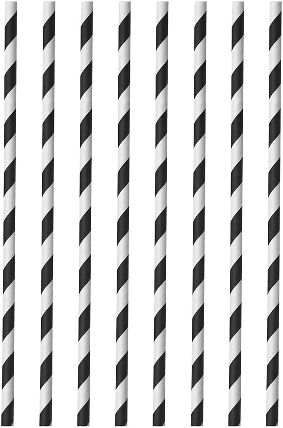 Metaltex 253131000 Paper Straws, Black/White, 20 cm Length, 0.6 cm Diameter, Pack of 40
