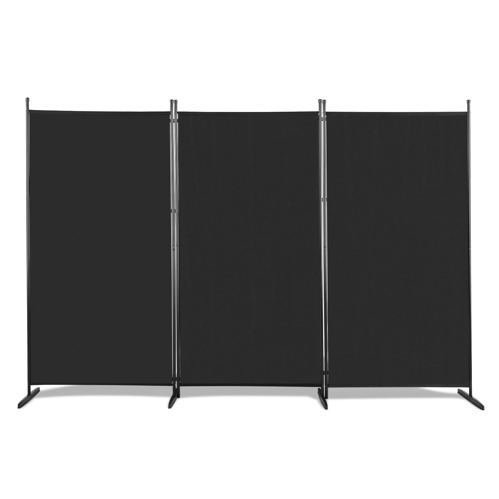 3 Panel Room Divider, 6FT Movable Room Dividers Free Standing, Portable Folding Privacy Screen Wall Room Partition Separator for Room Separator, Freestanding Fabric Wall Dividers (Black, 3-Panel)