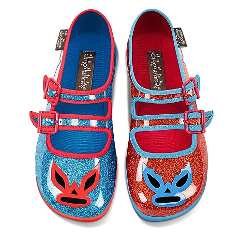 Hot Chocolate Design Chocolaticas Luchador - Zapatos planos para mujer, multicolor, tipo merceditas, 44