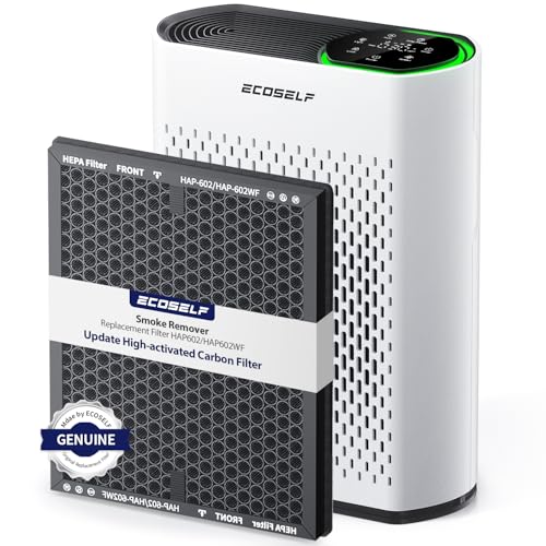 hap602 powerful air purifiers for home large room  1 pack smoke remover filter with air quality monitor 20db sleep mode air purifier for bedroom office living room 3-stage filter