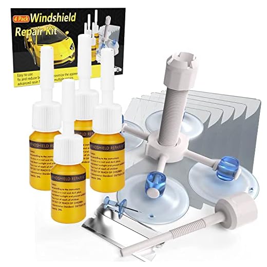 Windshield Repair Kit, Upgraded 4 Pack Windshield Crack Repair Kit, Windshield Chip Repair Kit with Pressure Syringes, Glass Repair Kit Fluid Quick Fix for Chips, Cracks, Star-Shaped Crack