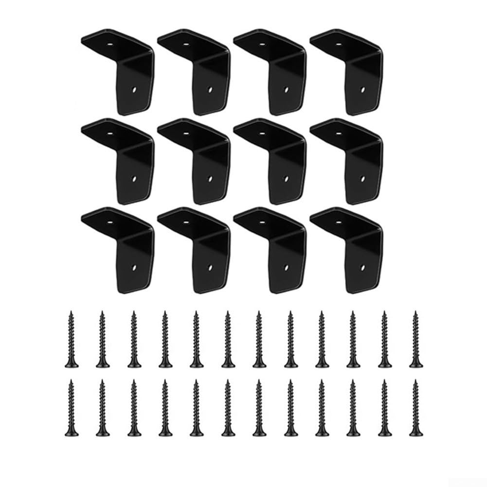 12 Clips Angulo Negro para acero Galvanizado Tornillos 12 Clips(2.95*3.7in)