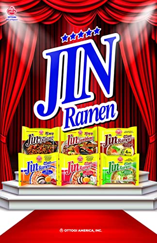 [Ottogi] Jin Ramen Veggie, Veggie Noodle Soup, Vegan Korean Style Instant Noodle (110G) - 4 Pack #TOP4