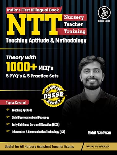 Image of NTT BOOK | NURSERY TEACHER TRAINING THEORY with 1000+ MCQ's Bilingual(English + Hindi ) Book | 5 NTT PYQ's & 5 PRACTICE SET | NTT /ECCE BOOK for DSSSB,KVS,CHANDIGARH and Other Central & State Exams | Complete NTT Guide, DSSSB NTT Focused, ECCE Coverage, Child Development, Conceptual Learning, Teaching Aptitude Exam Booster
