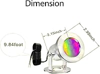 Vista 5 de Luces LED para estanque con control remoto, 6W SS316 de acero inoxidable RGB subacuática fuente luz IP68 impermeable al aire libre luces