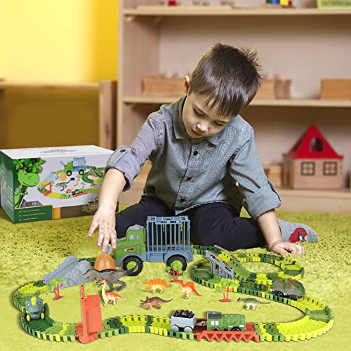 Dinosaur Toys For Kids 3-5 5-7, 3 4 5 6 7 Year Old Boy Girl Toys Birthday Gift, Dinosaur Race Track Toy, Create A Dinosaur World Road Race, Come With 6 Dinosaurs, Led Dinosaur Car, Dinosaur Egg #TOP1