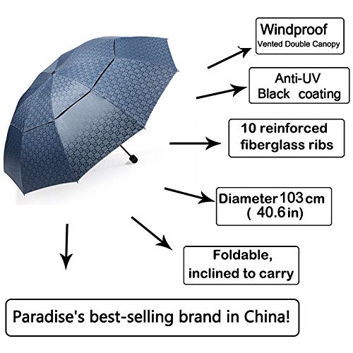 Parapluie de golf double couche grand format pliant soleil vent - 2