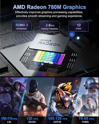 Image of Beelink SER8 Mini PC AMD Ryzen 7 8745HS, 16GB DDR5-5600MHz 512GB PCIe4.0 SSD, AMD Radeon 780M Graphics 12core 2600MHz Gaming PC, USB4.0 / Triple Display / WiFi6 / BT5.2 /2.5Gbps LAN Mini Computer