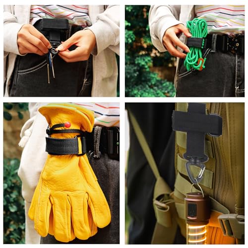 iCovalescent 2 Stück Handschuhhalter, Handschuhhalter Gürtel, Einstellbar Handschuhe Halter, Ideal für Feuerwehr Handschuhe, Einsatzhandschuhe Polizei, Gärten, Baustellen(Schwarz)