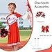 LOLANTA Girls Long Sleeve Cheerleader Dress, Red Cheerleading Costume, Cheerleader Uniform with Bow Hairband (Red, 7-8 Years)