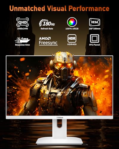 Monitor Gaming Bianco da 27 Pollici 2K 180Hz QHD (2560X1440) IPS 1ms MPRT 16:9, Monitor PC con Supporto per 144Hz/165Hz/180Hz, AMD FreeSync Premium, DisplayPort, HDMI, Montaggio VESA - Monitor - Immagine 1
