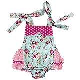 DQdq Baby Girls' Cotton Ruffles Romper Summer Dresses with Headband